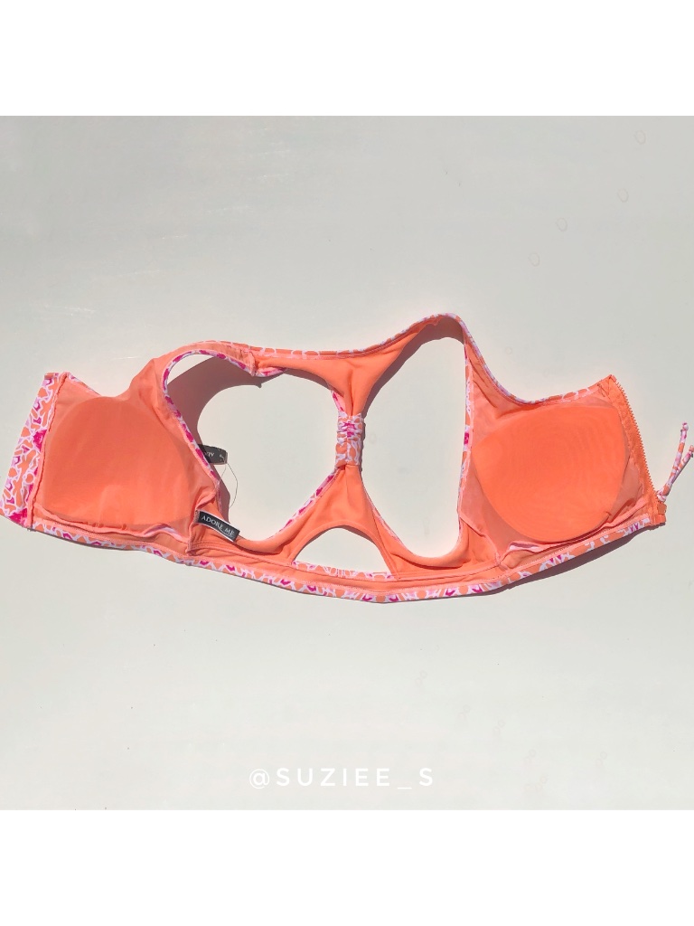 Adore Me Pink Orange Abstract Zipper Bikini Bra Top 1x Nwt — image 6 of 8